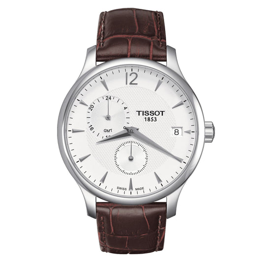 Tissot Tradition Gmt (Leather, Brown) Arabic And Indexes
