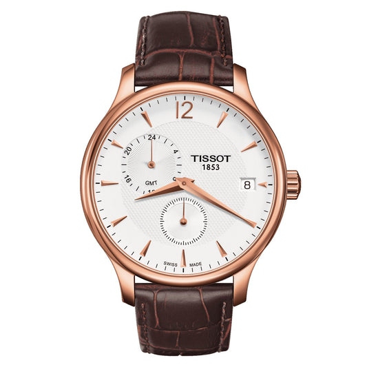 Tissot Tradition Gmt (Leather, Brown) Arabic And Indexes