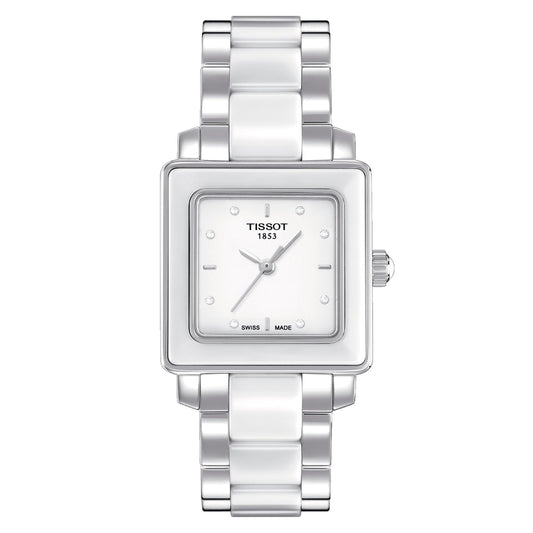 Tissot Cera (Ceramic, White/Grey) Indexes And Diamonds