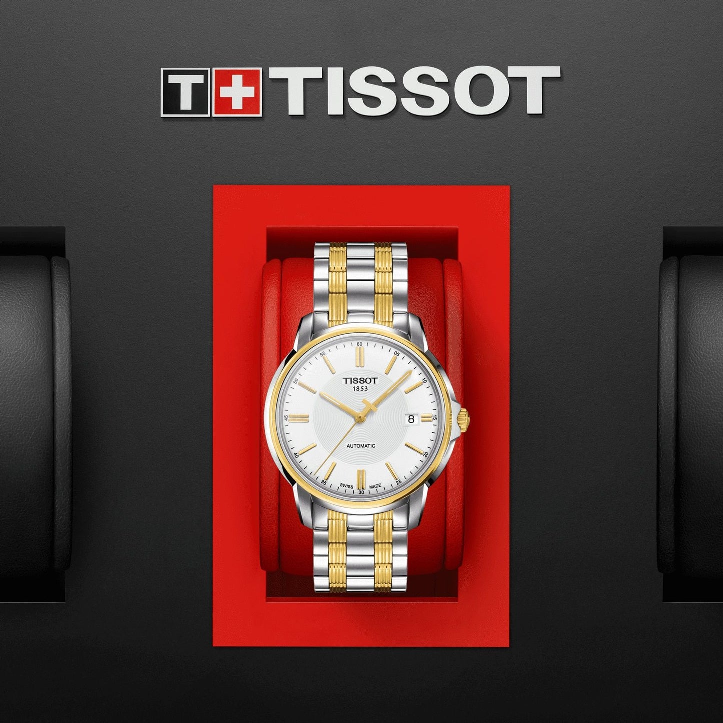 Tissot Automatics IIi Date (Stainless Steel, Grey/Yellow Gold 1N14) Indexes