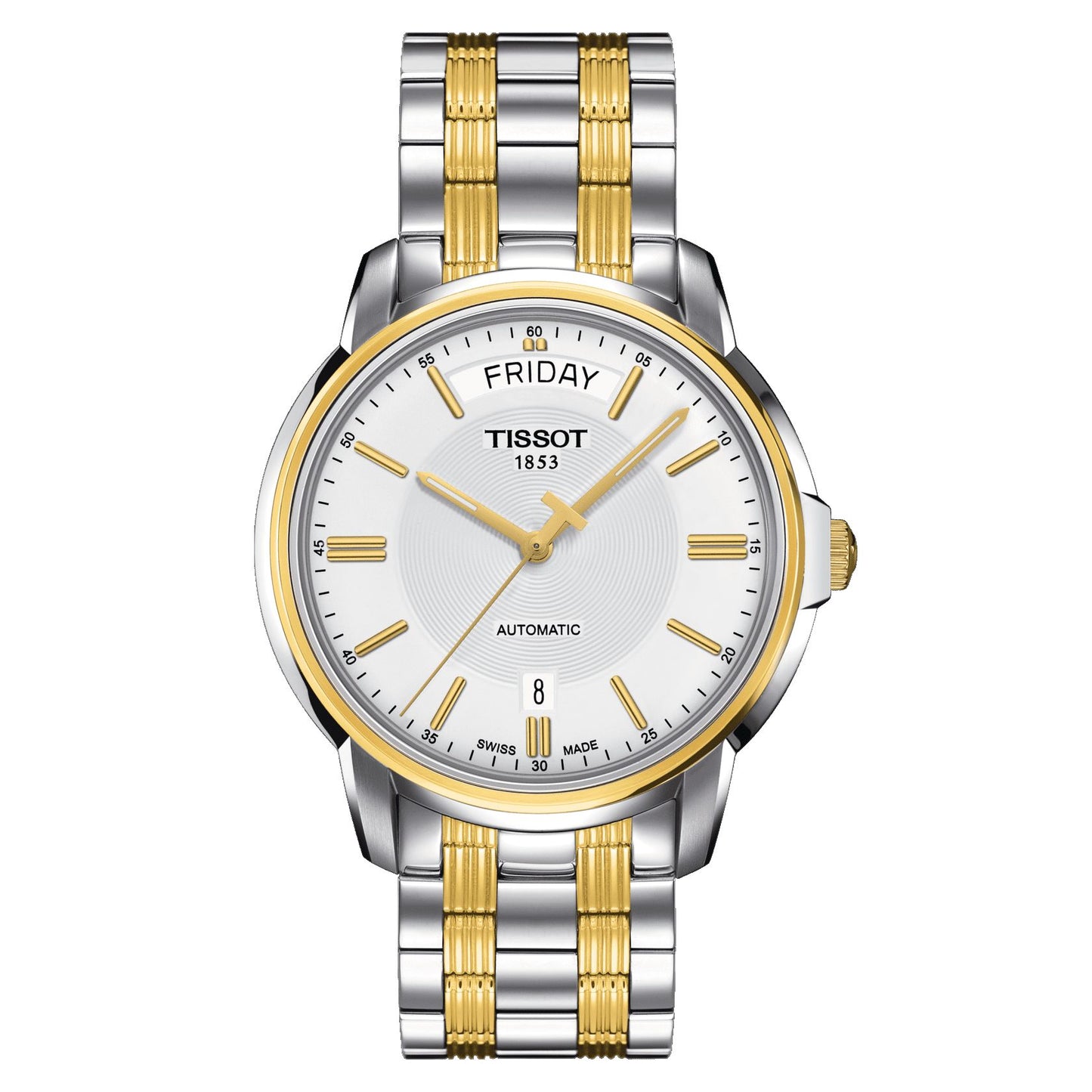 Tissot Automatics IIi Day Date (Stainless Steel, Grey/Yellow Gold 1N14) Indexes