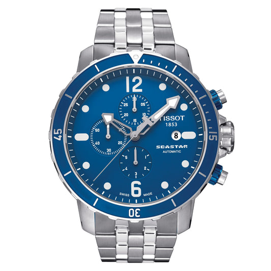 Tissot Seastar 1000 Automatic Chronograph (Stainless Steel, Grey) Arabic And Indexes