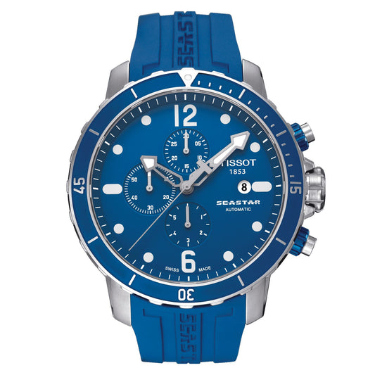 Tissot Seastar 1000 Automatic Chronograph (Rubber, Blue) Arabic And Indexes