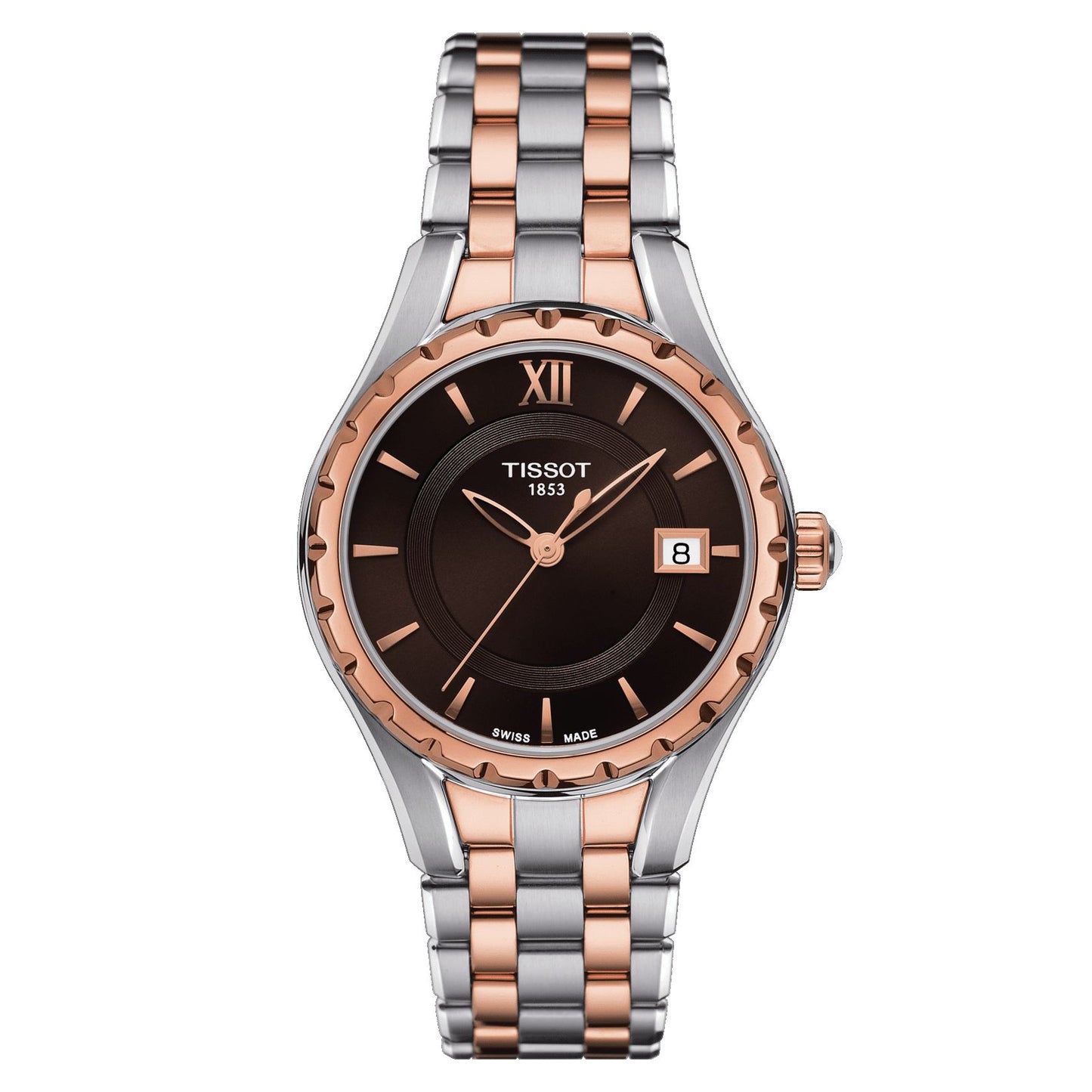 Tissot Lady (Stainless Steel, Grey/Rose Gold 5N) Roman And Indexes
