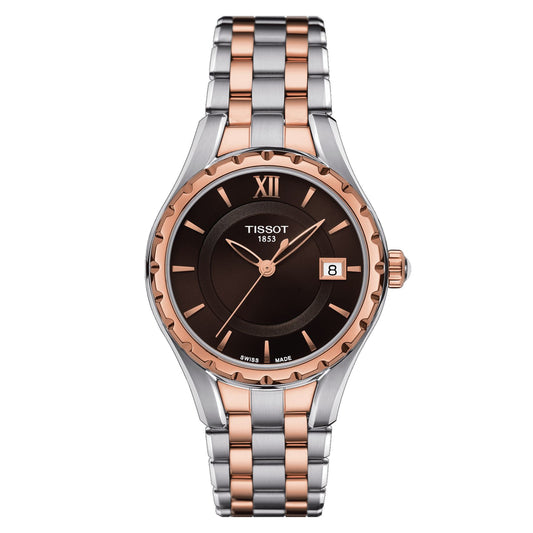 Tissot Lady (Stainless Steel, Grey/Rose Gold 5N) Roman And Indexes