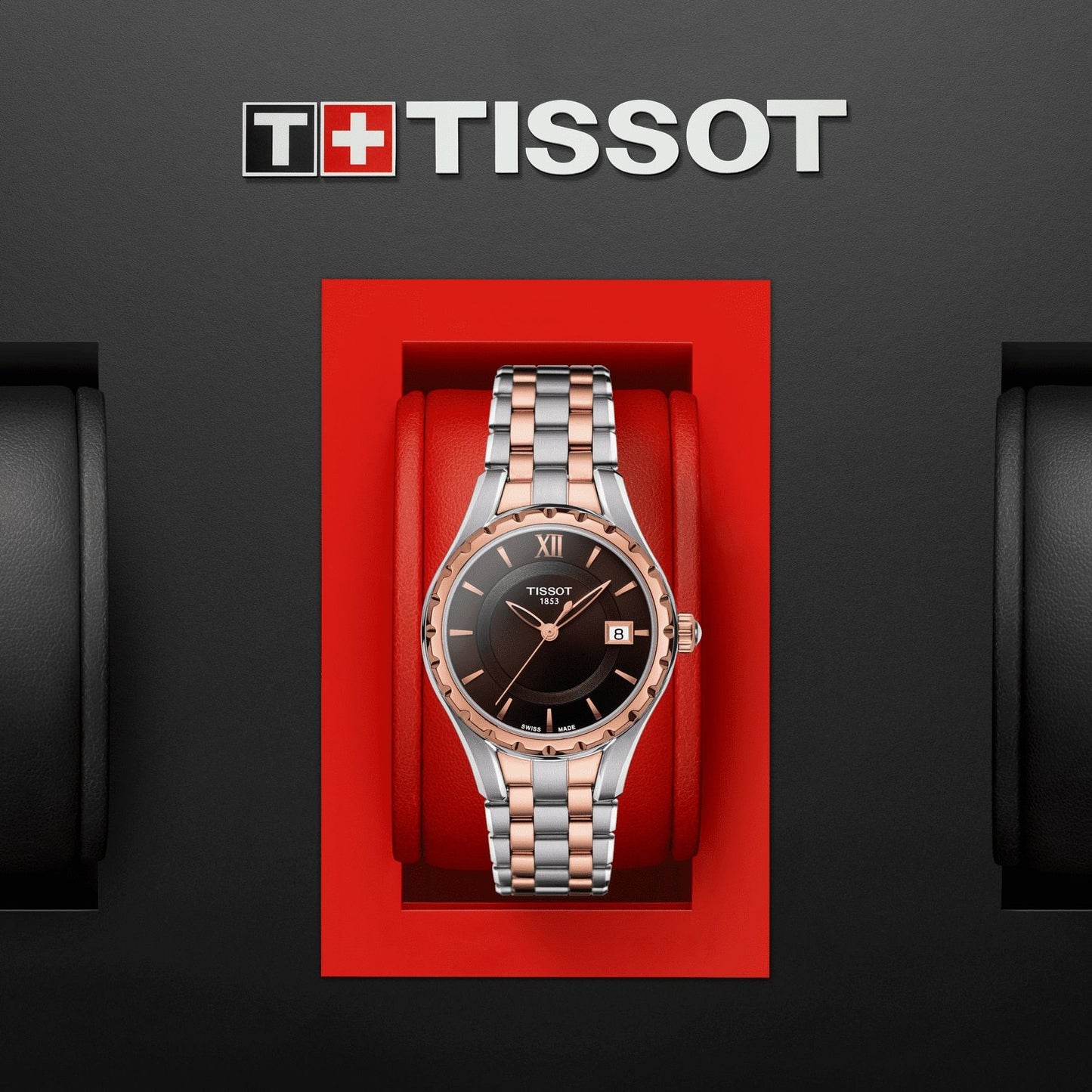 Tissot Lady (Stainless Steel, Grey/Rose Gold 5N) Roman And Indexes