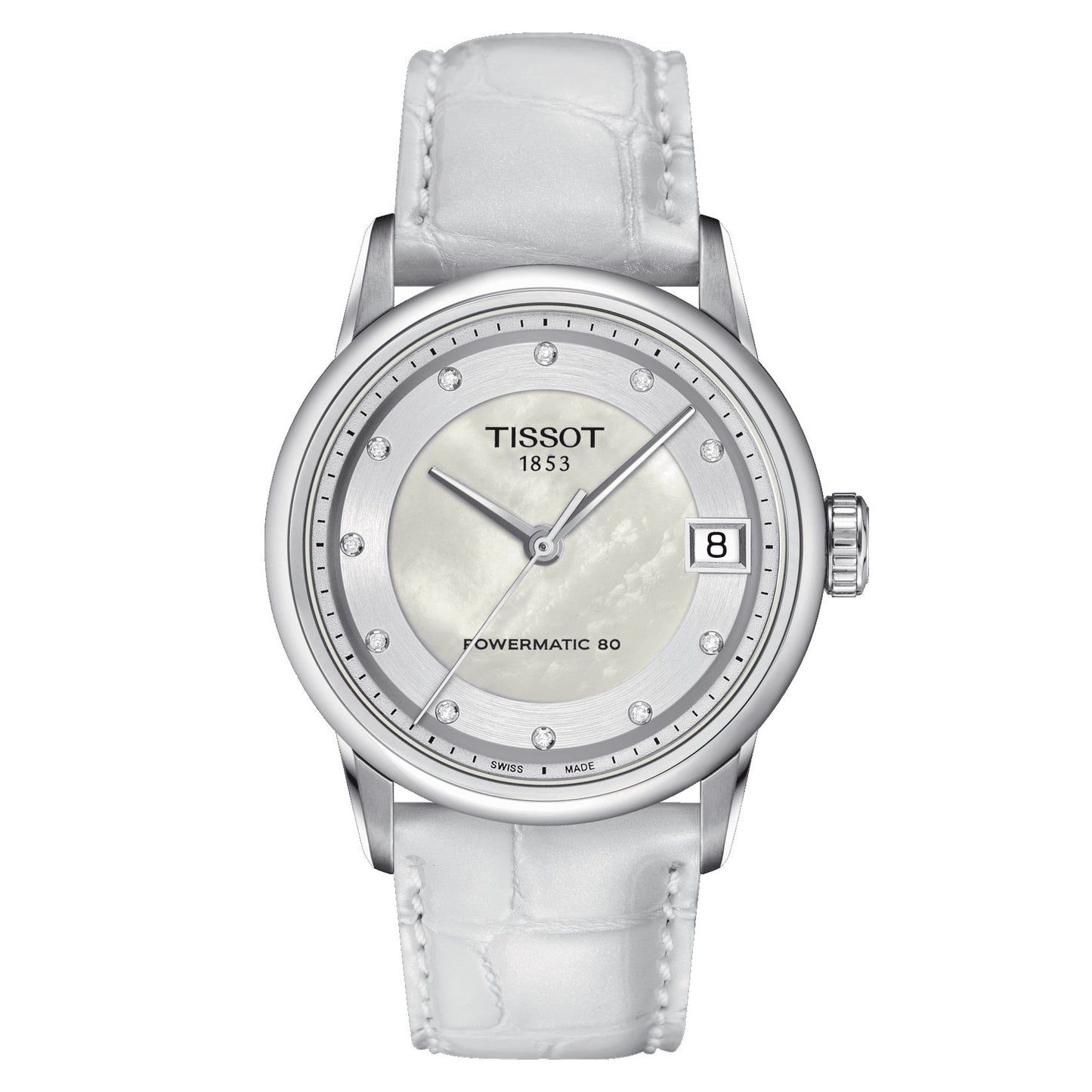 Tissot Luxury Powermatic 80 Lady (Leather, White) Diamonds