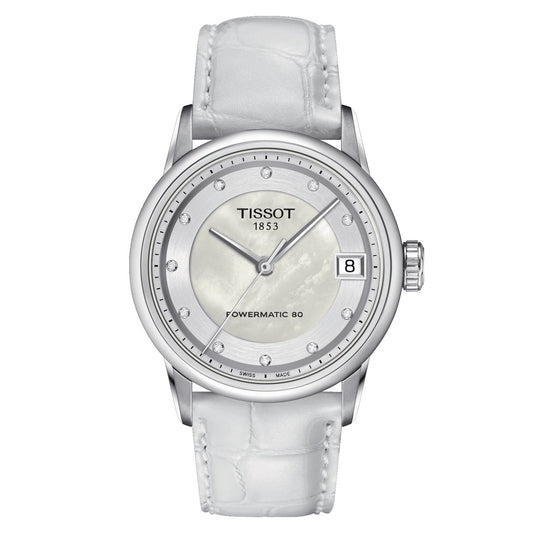 Tissot Luxury Powermatic 80 Lady (Leather, White) Diamonds
