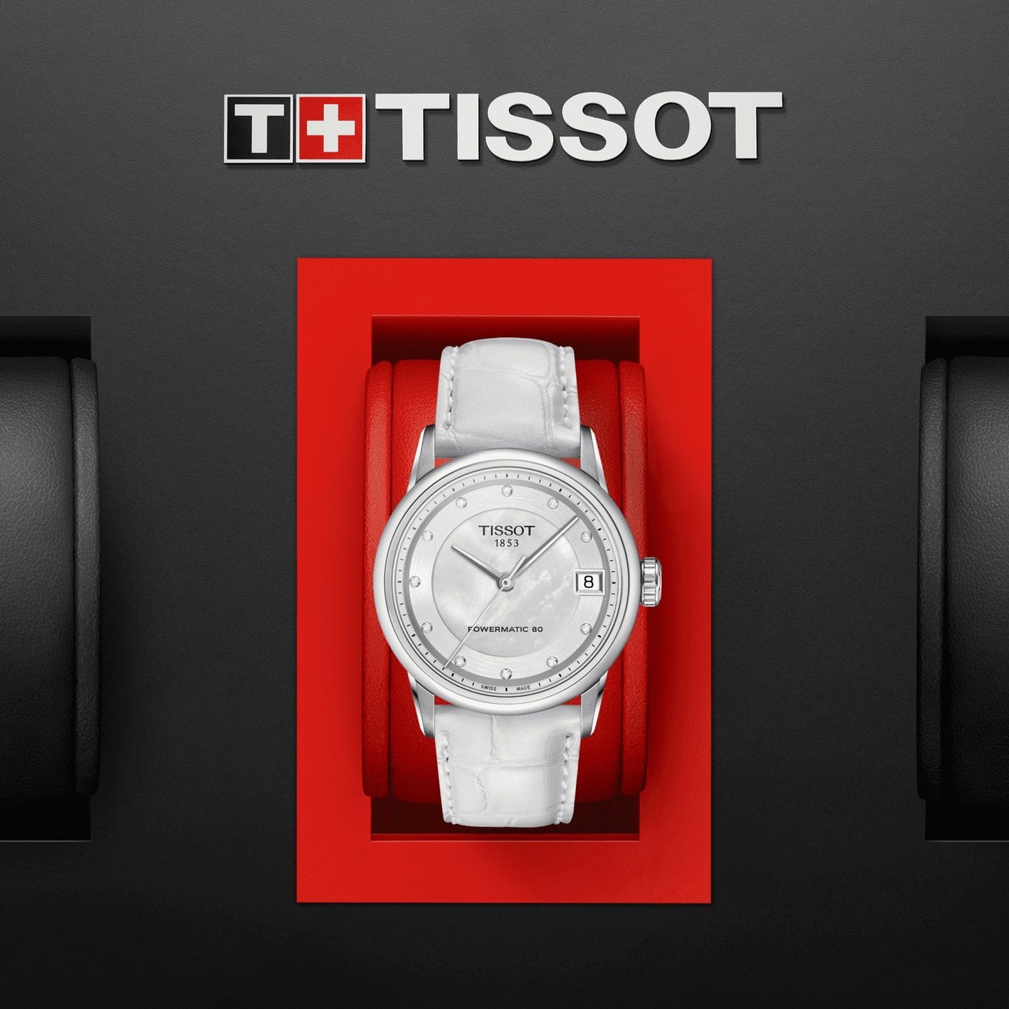 Tissot Luxury Powermatic 80 Lady (Leather, White) Diamonds
