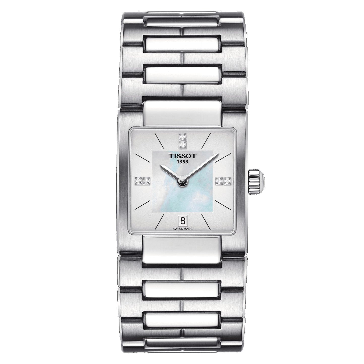 Tissot T02 (Stainless Steel, Grey) Indexes And Diamonds