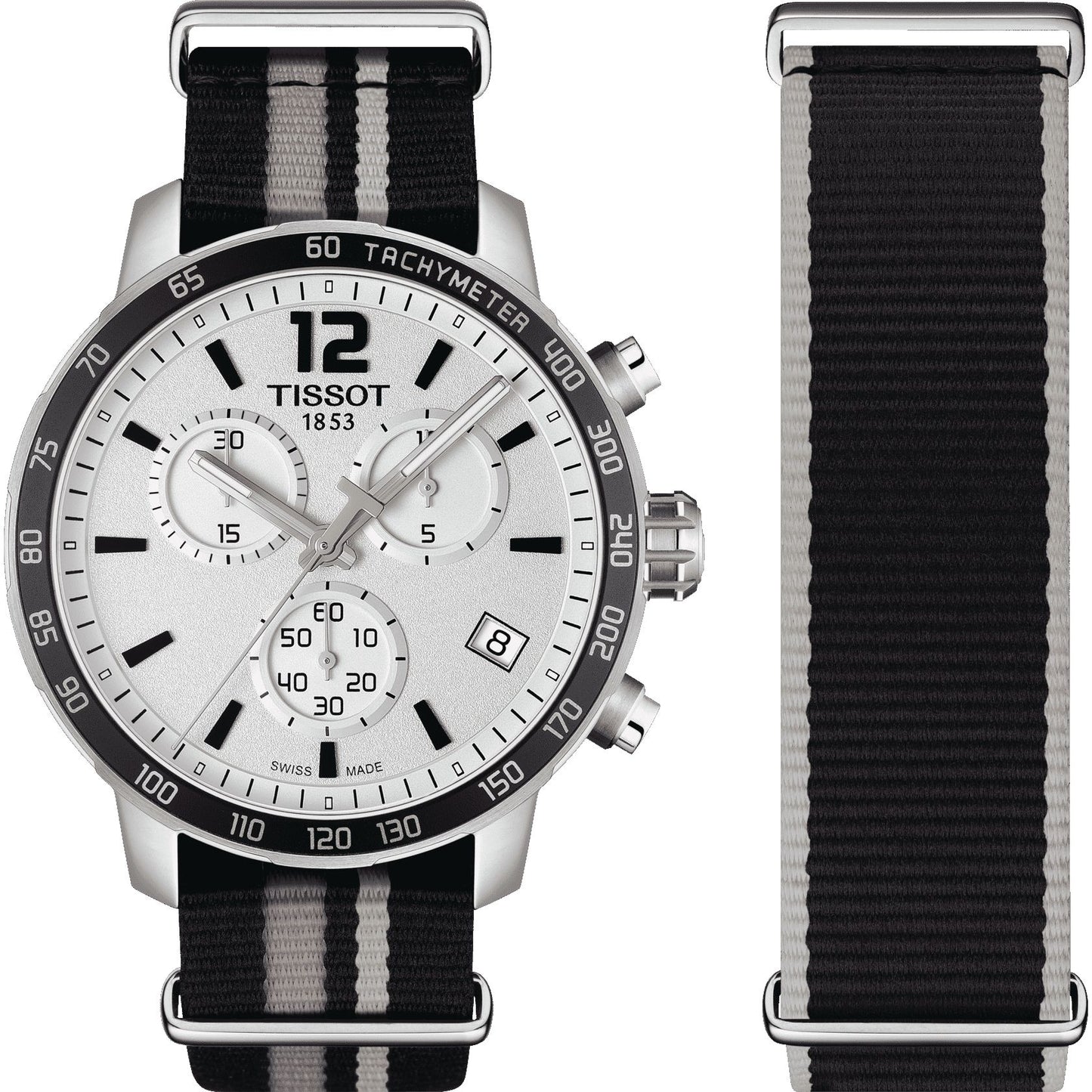 Tissot Quickster Nato Chronograph (Textile, Grey/Black) Arabic And Indexes