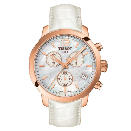 Tissot Quickster Chronograph (Leather, White) Arabic And Indexes