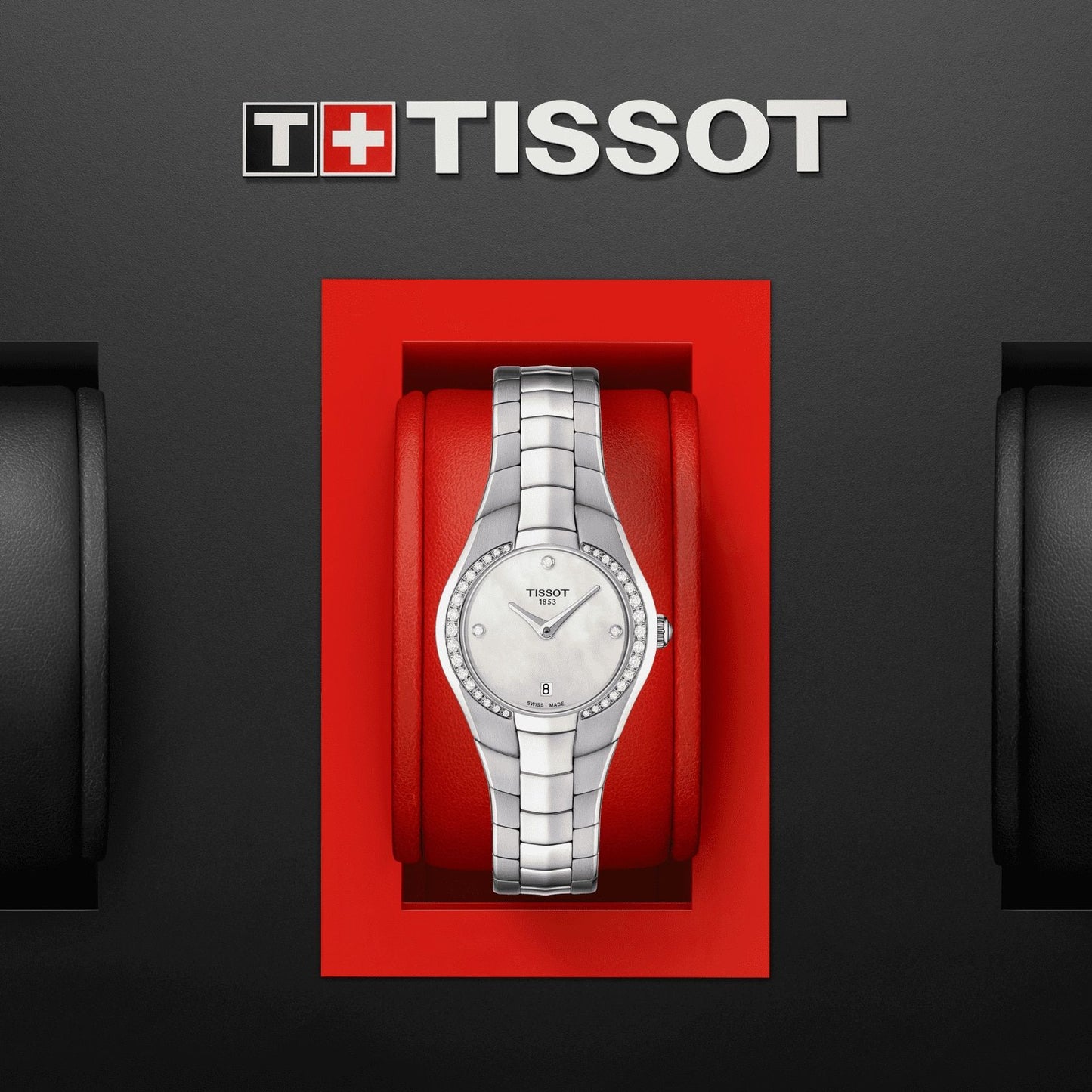 Tissot T-Round (Stainless Steel, Grey) Diamonds
