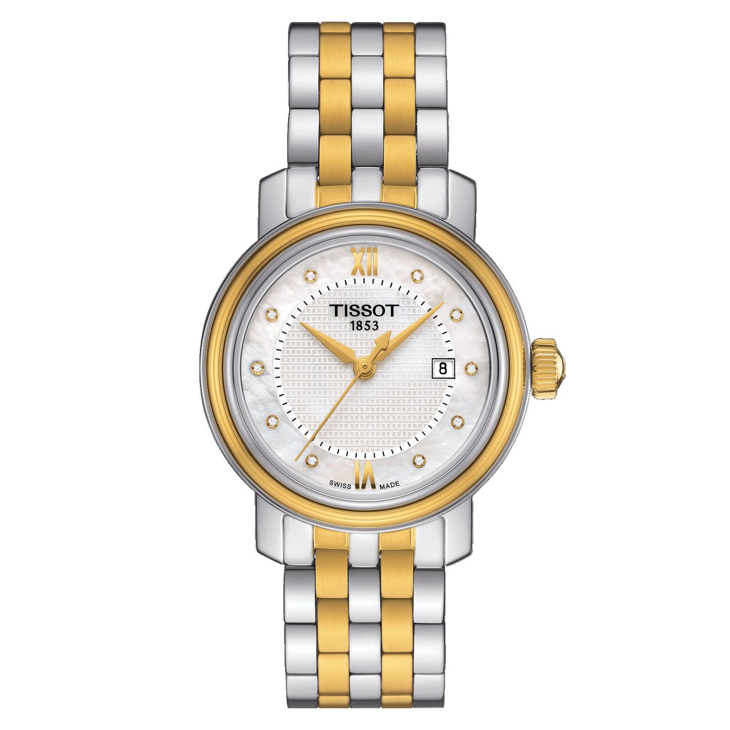 Tissot Bridgeport Lady (Stainless Steel, Grey/Yellow Gold 1N14) Roman And Diamonds