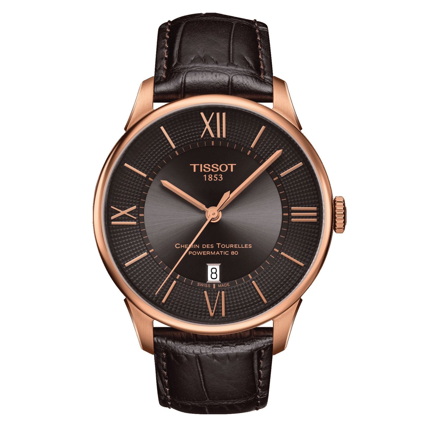 Tissot Chemin Des Tourelles Powermatic 80 (Leather, Brown) Roman And Indexes