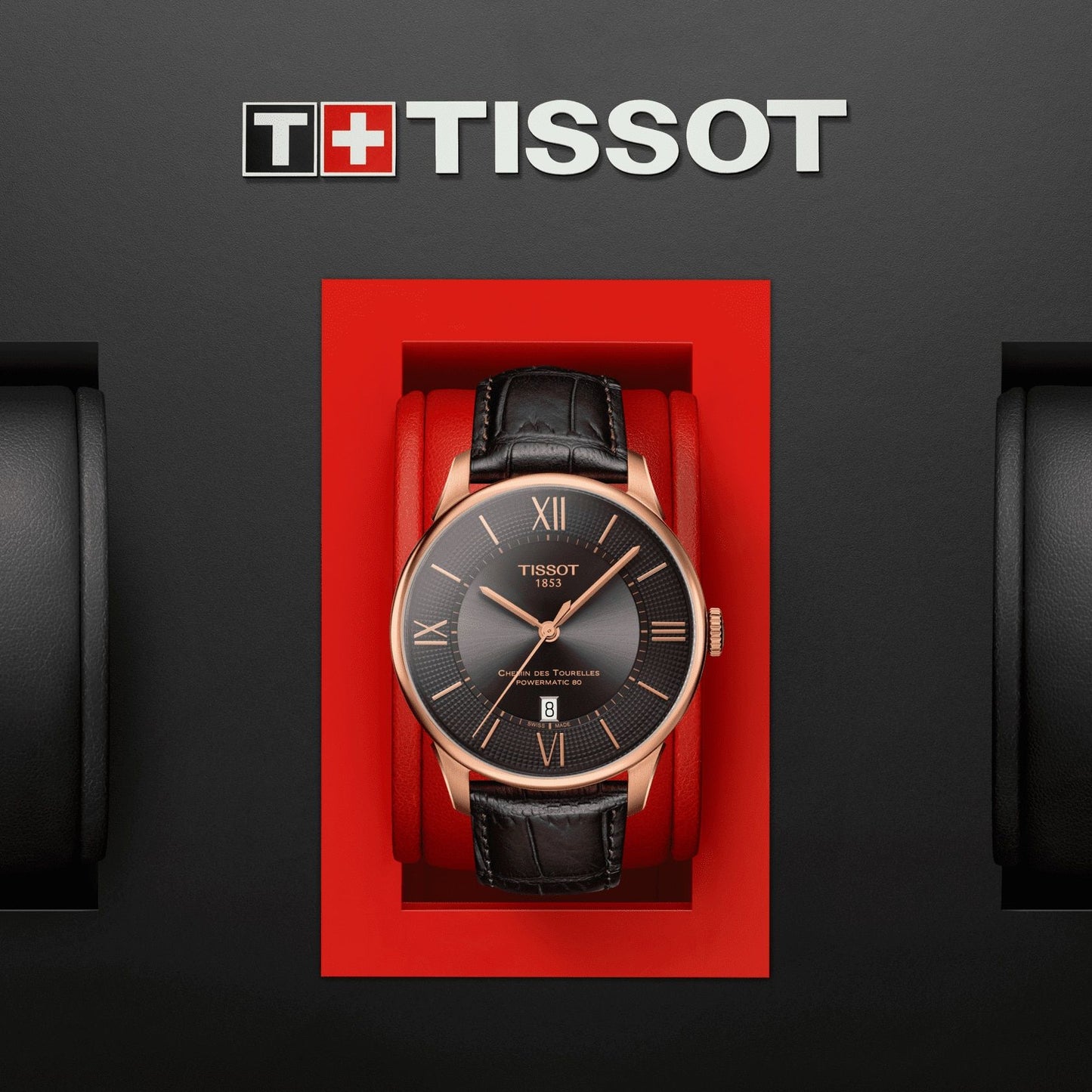 Tissot Chemin Des Tourelles Powermatic 80 (Leather, Brown) Roman And Indexes