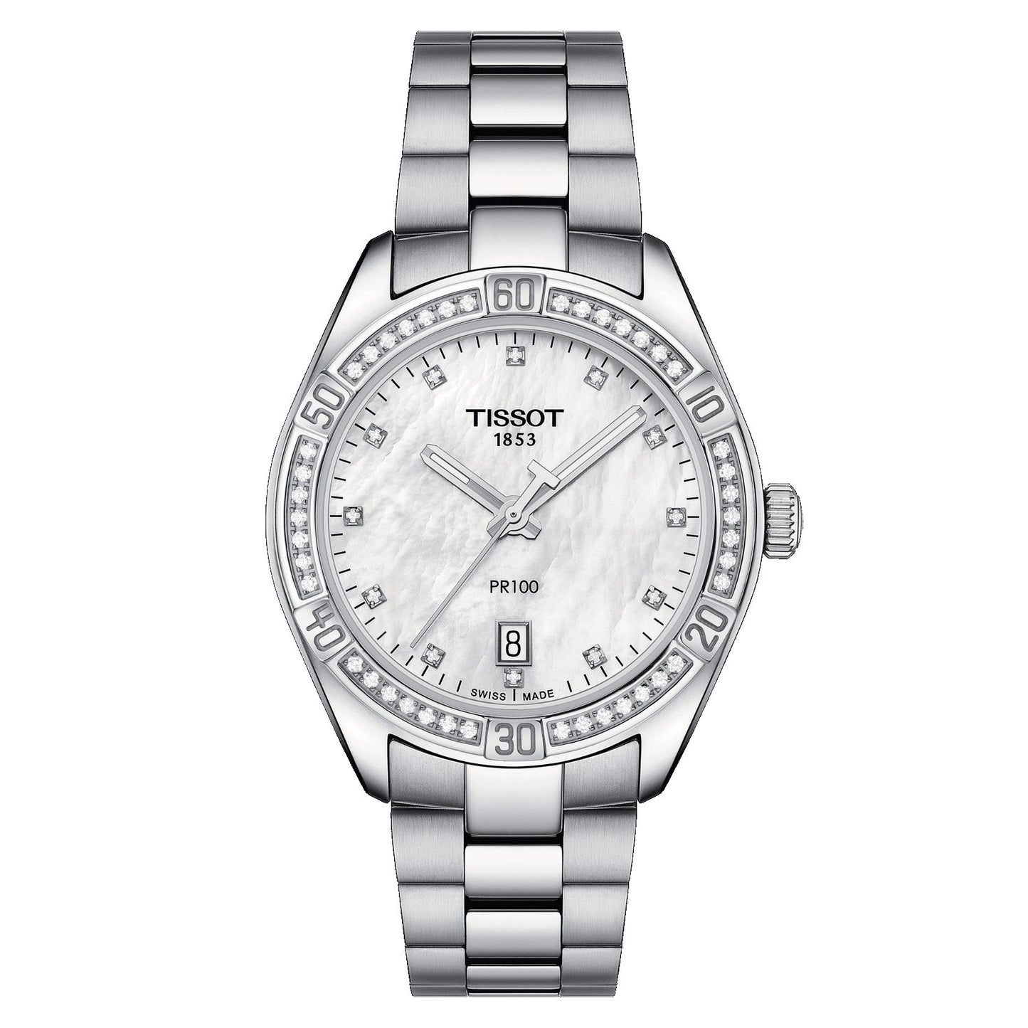 Tissot Pr 100 Lady Sport Chic (Stainless Steel, Grey) Diamonds