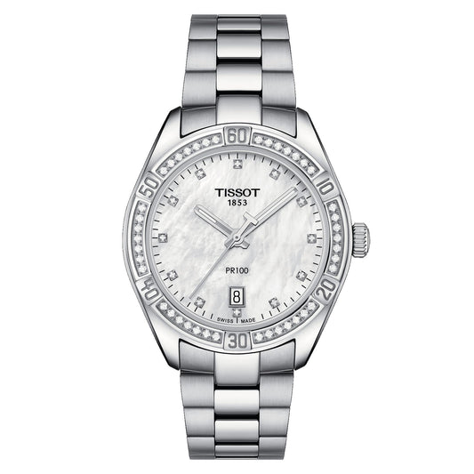 Tissot Pr 100 Lady Sport Chic (Stainless Steel, Grey) Diamonds
