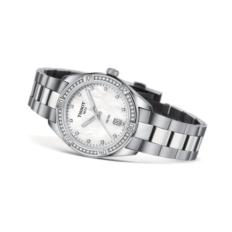 Tissot Pr 100 Lady Sport Chic (Stainless Steel, Grey) Diamonds
