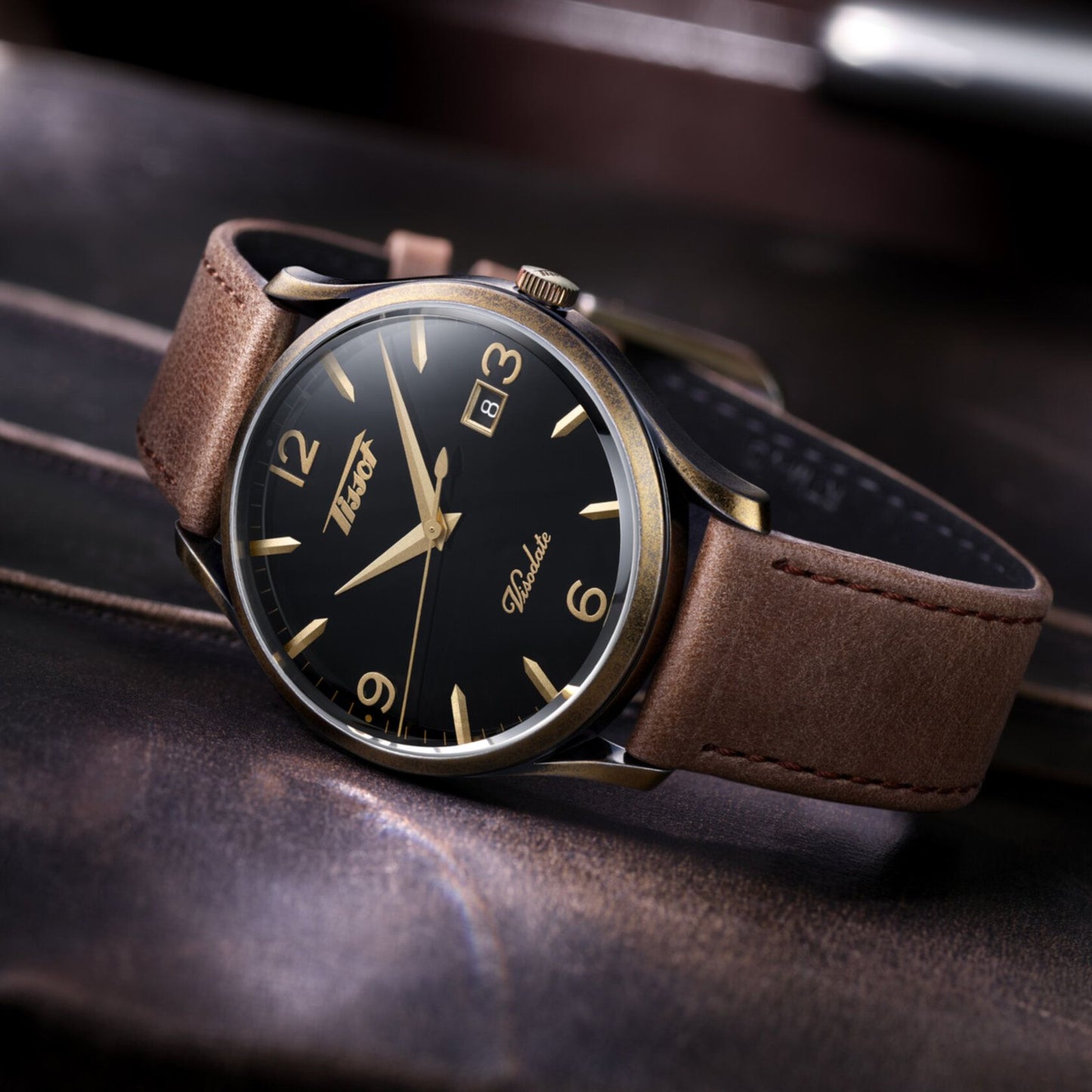 Tissot Heritage Visodate (Leather, Brown) Arabic And Indexes