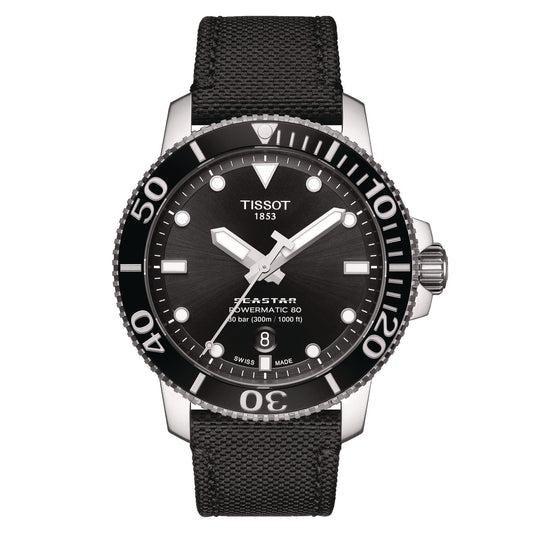 Tissot Seastar 1000 Powermatic 80 (Textile, Black) Indexes
