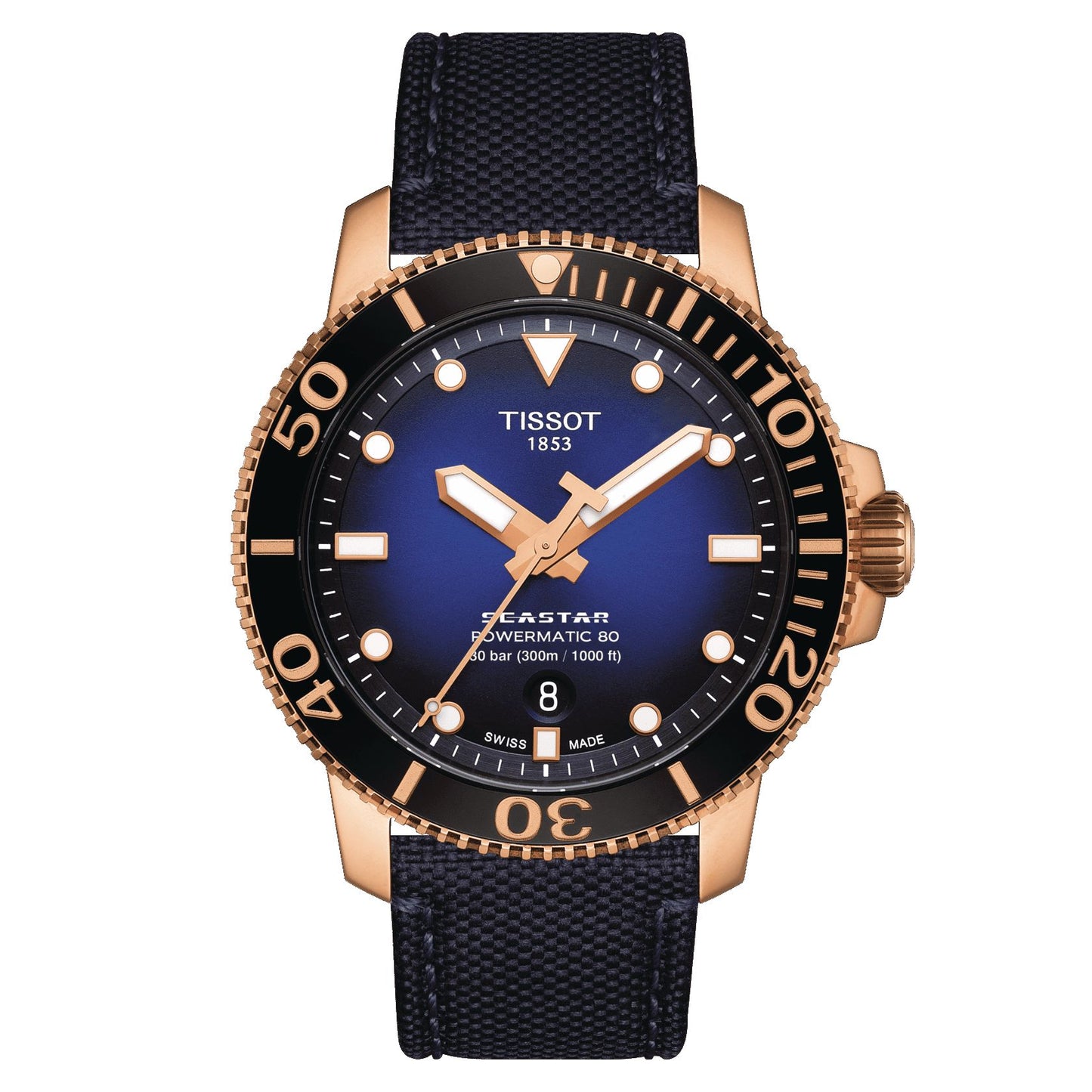 Tissot Seastar 1000 Powermatic 80 (Textile, Blue) Indexes