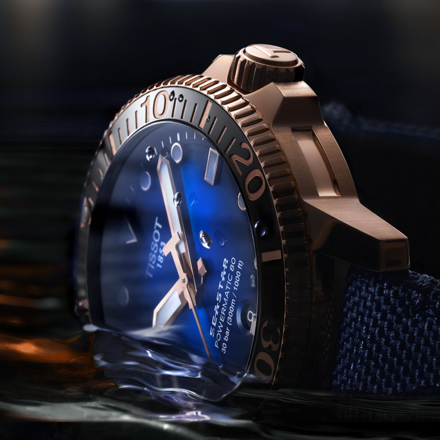 Tissot Seastar 1000 Powermatic 80 (Textile, Blue) Indexes
