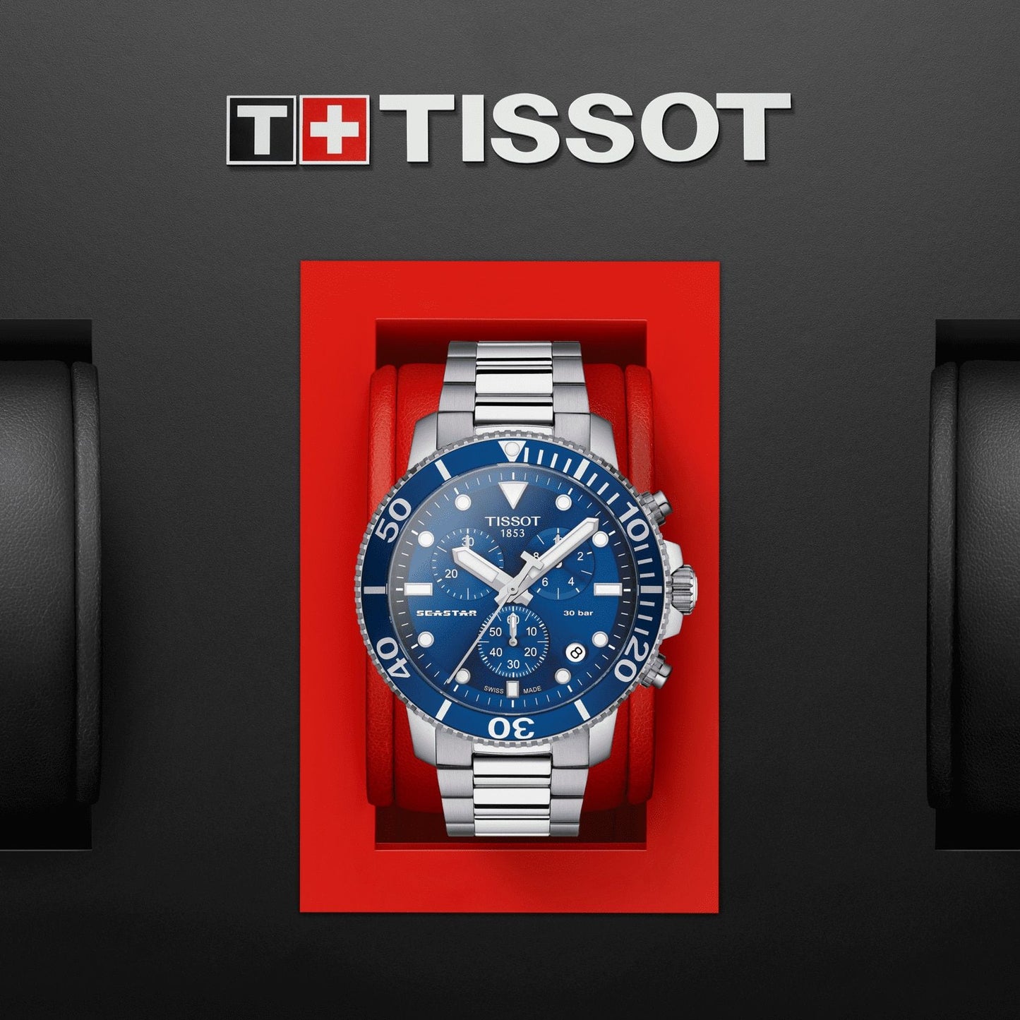 Tissot Seastar 1000 Chronograph (Stainless Steel, Grey) Indexes