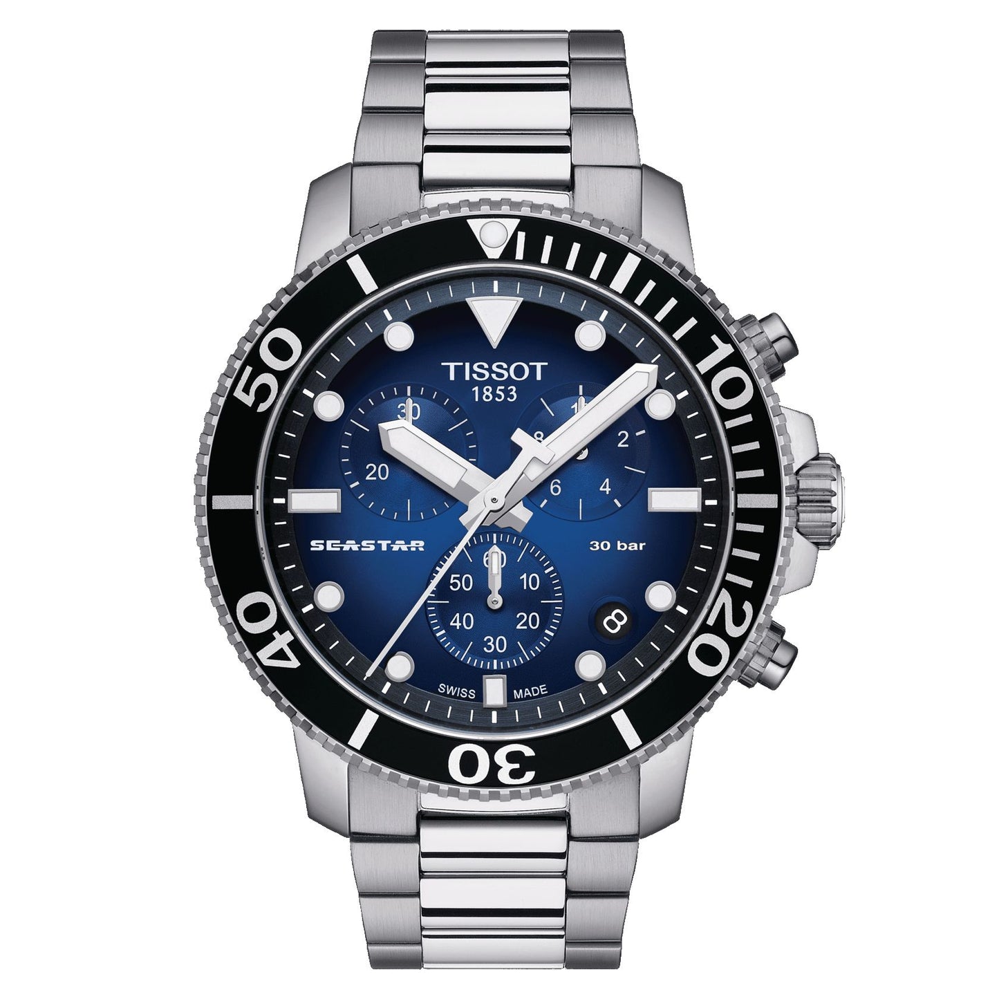 Tissot Seastar 1000 Chronograph (Stainless Steel, Grey) Indexes