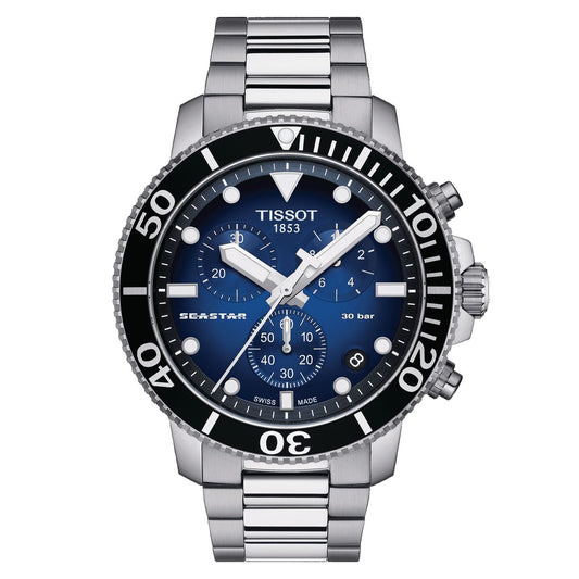 Tissot Seastar 1000 Chronograph (Stainless Steel, Grey) Indexes