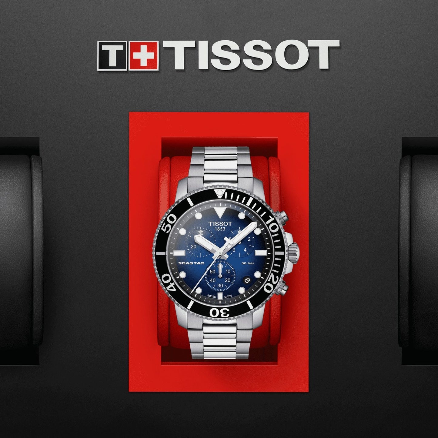 Tissot Seastar 1000 Chronograph (Stainless Steel, Grey) Indexes