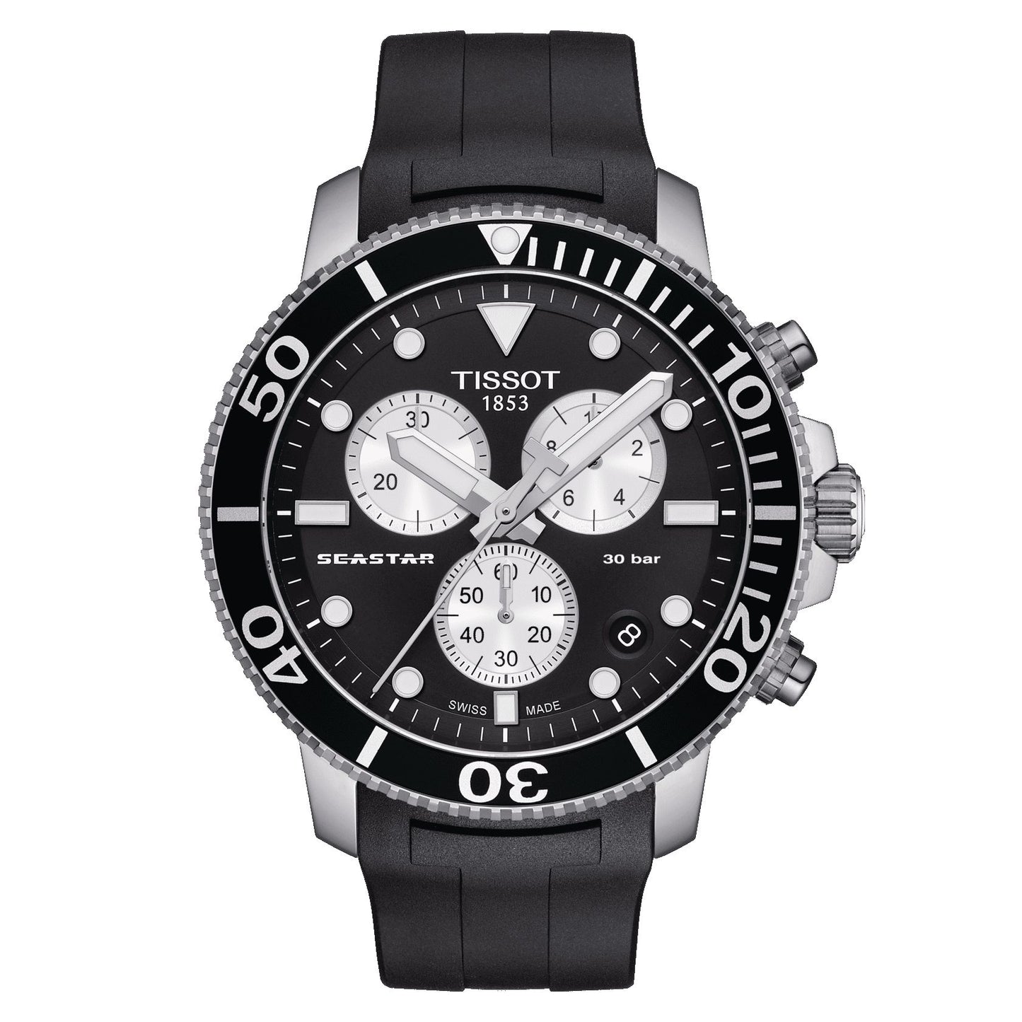 Tissot Seastar 1000 Chronograph (Rubber, Black) Indexes