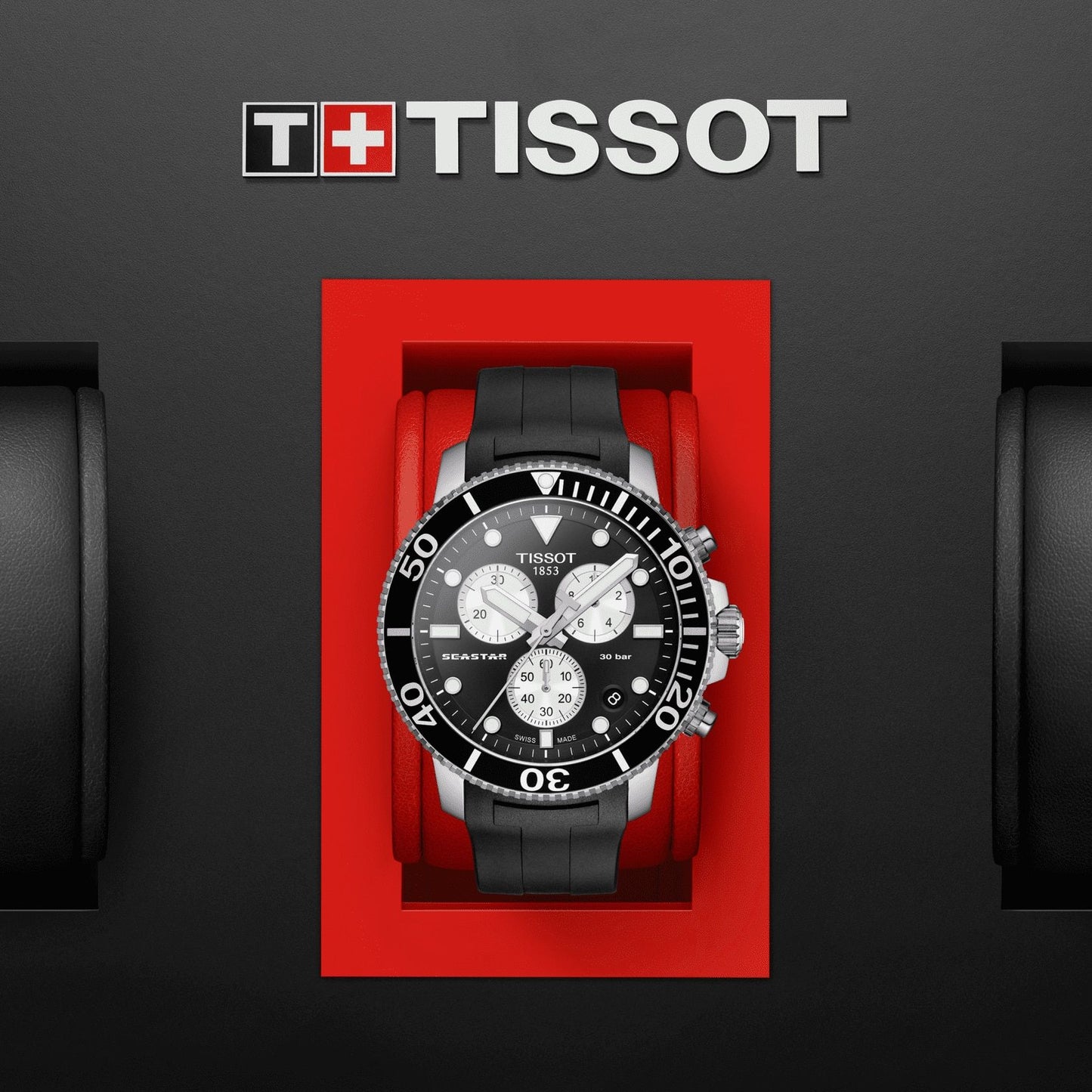 Tissot Seastar 1000 Chronograph (Rubber, Black) Indexes