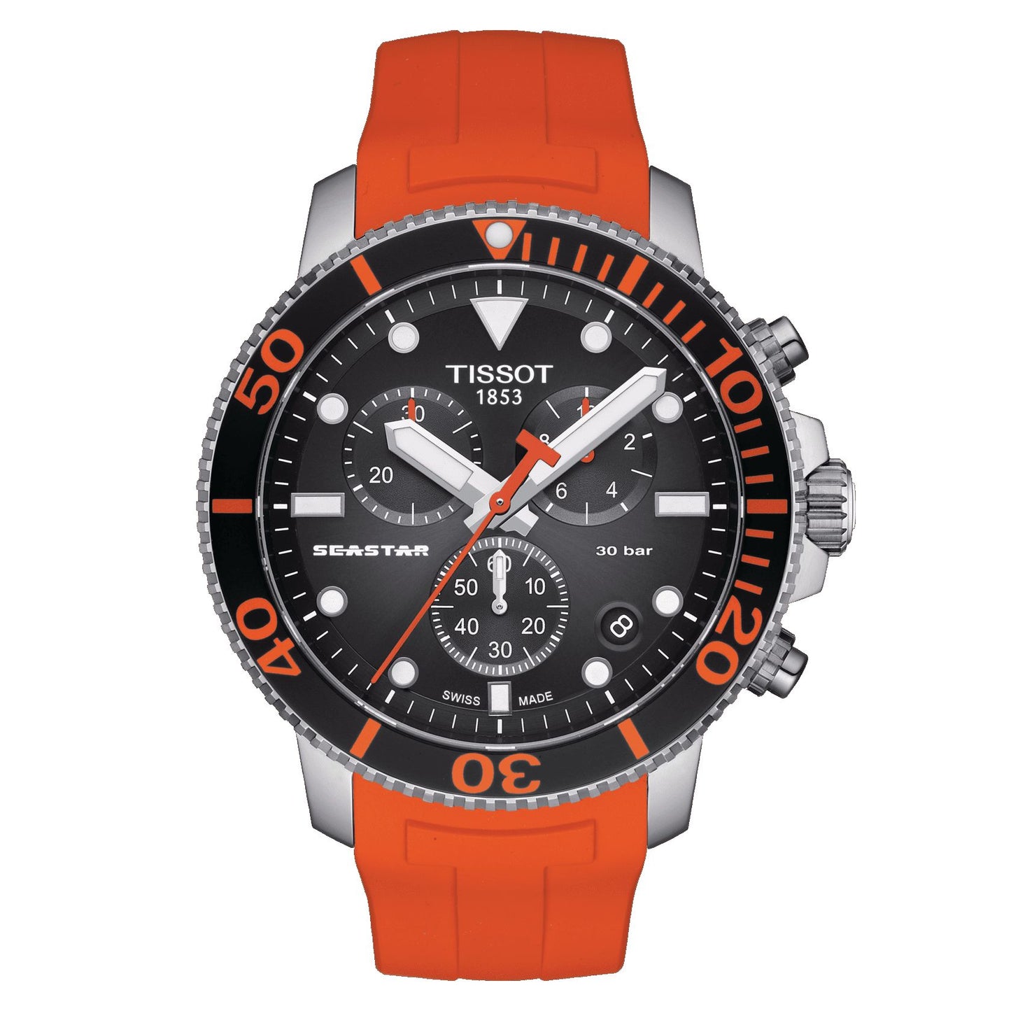 Tissot Seastar 1000 Chronograph (Silicone, Orange) Indexes