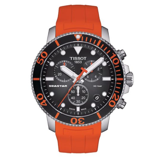 Tissot Seastar 1000 Chronograph (Silicone, Orange) Indexes