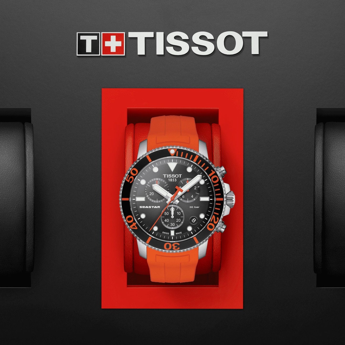 Tissot Seastar 1000 Chronograph (Silicone, Orange) Indexes