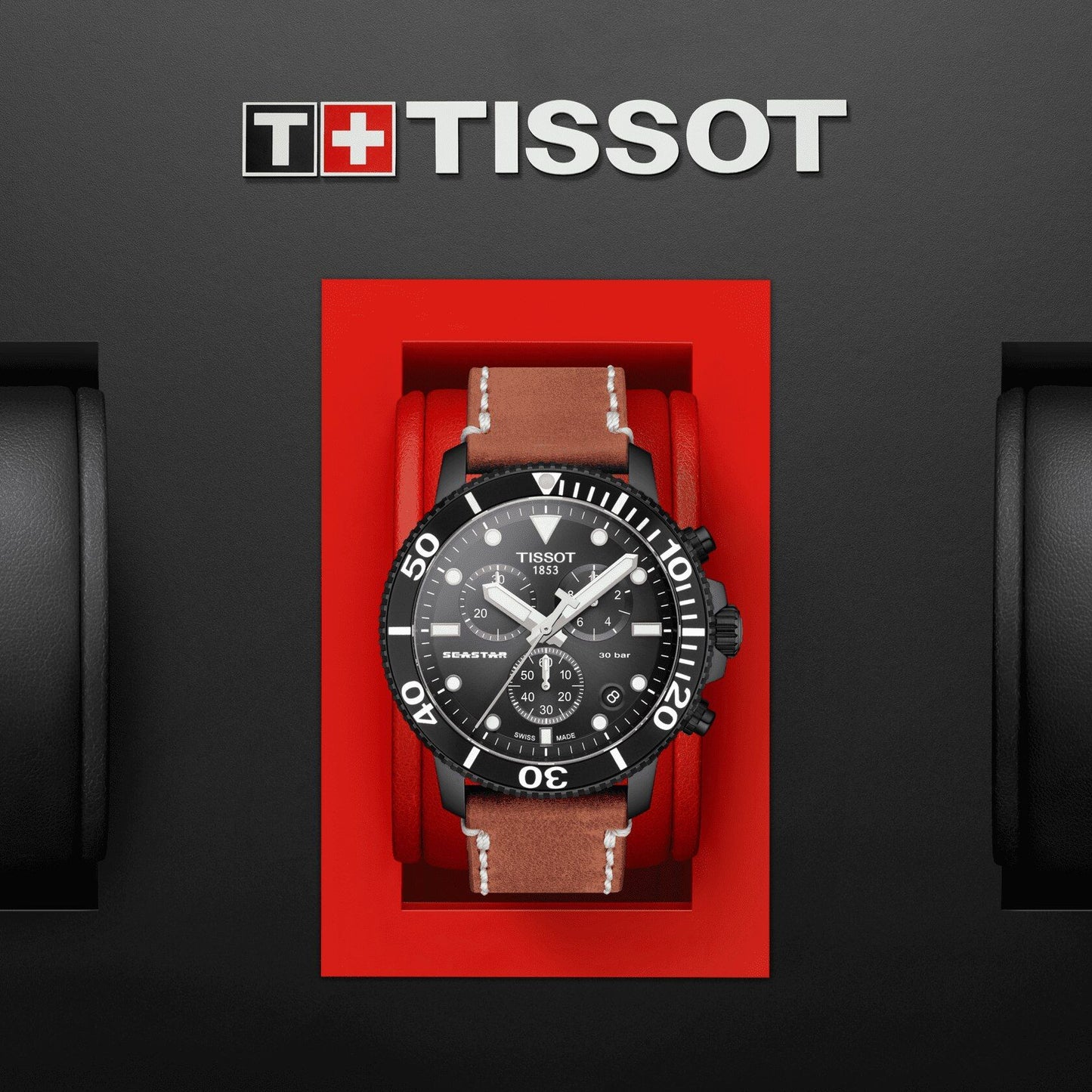 Tissot Seastar 1000 Quartz Chronograph (Leather, Beige) Indexes