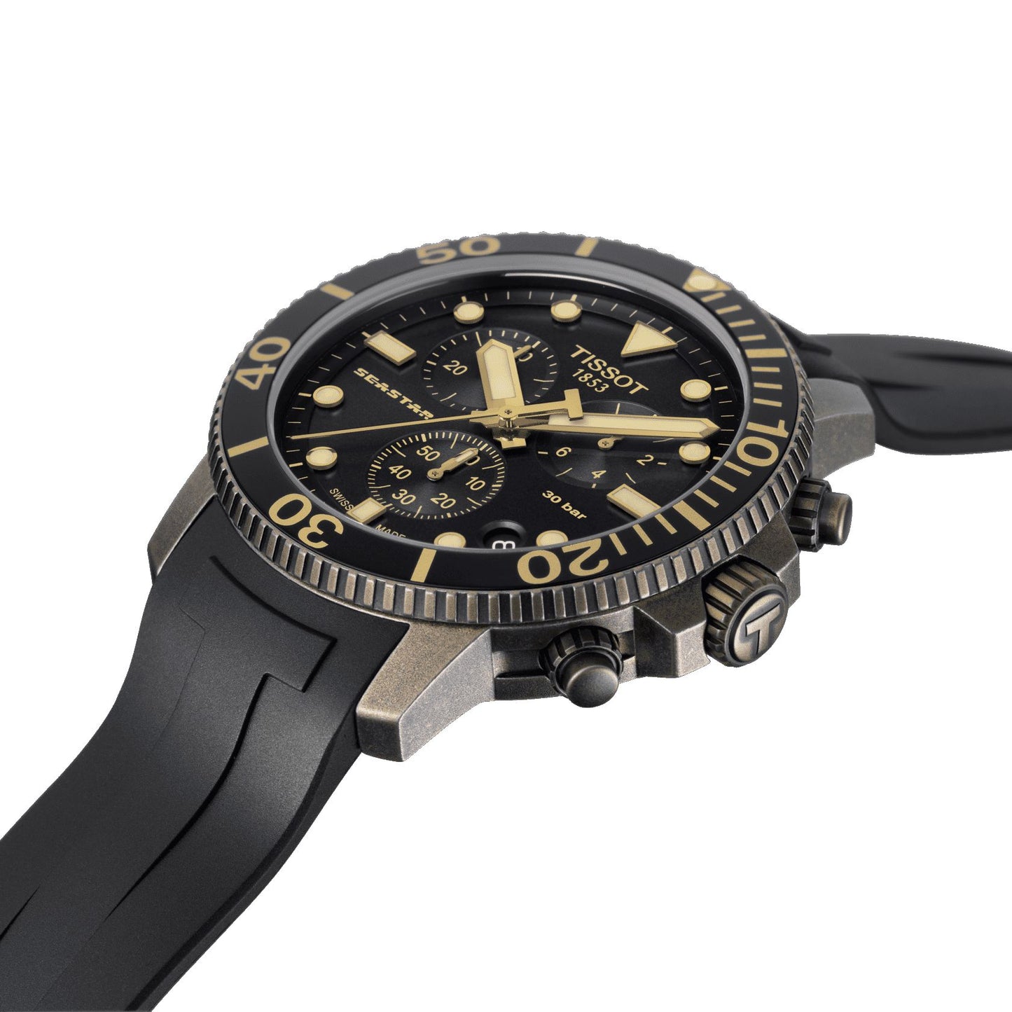 Tissot Seastar 1000 Chronograph (Rubber, Black) Indexes