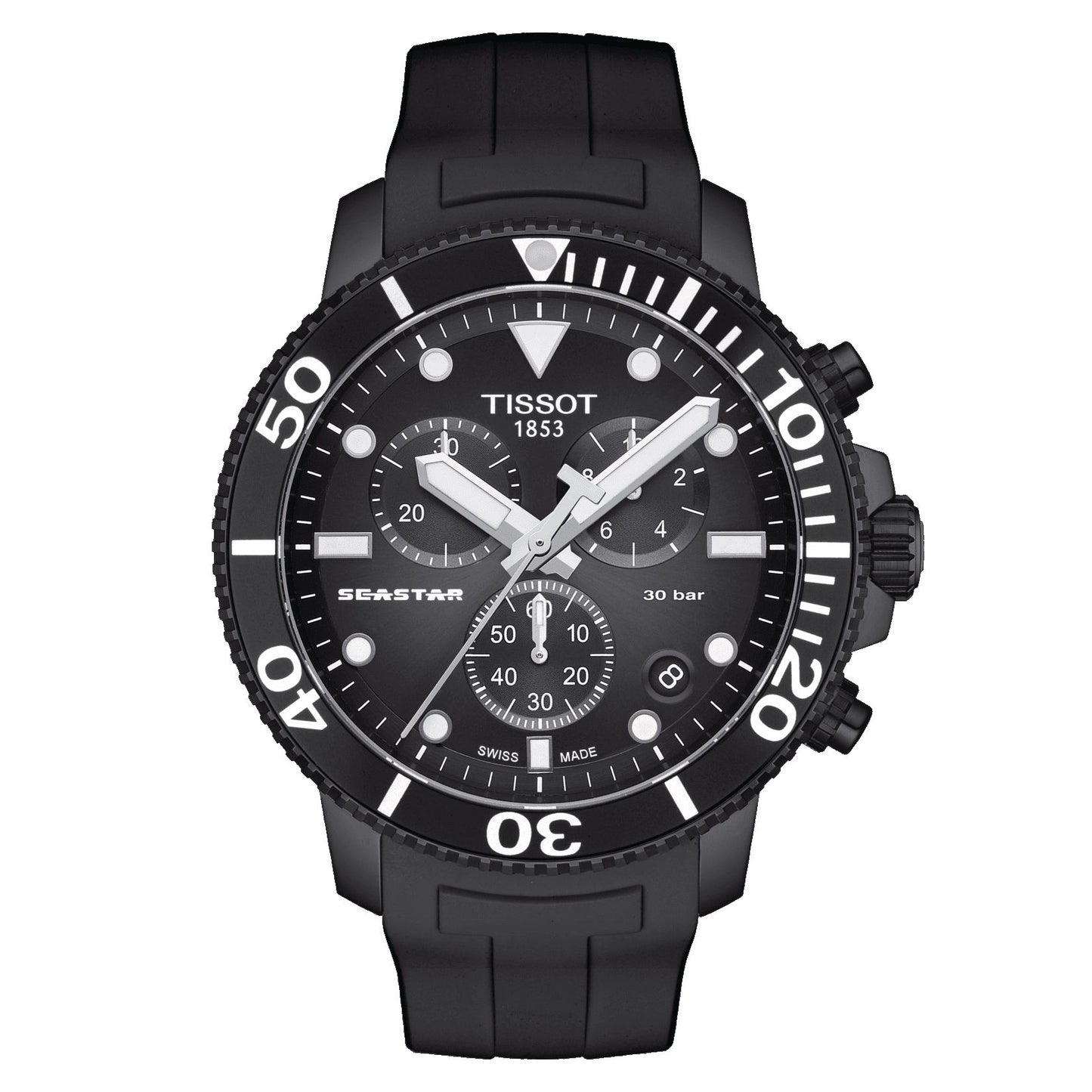 Tissot Seastar 1000 Chronograph (Rubber, Black) Indexes