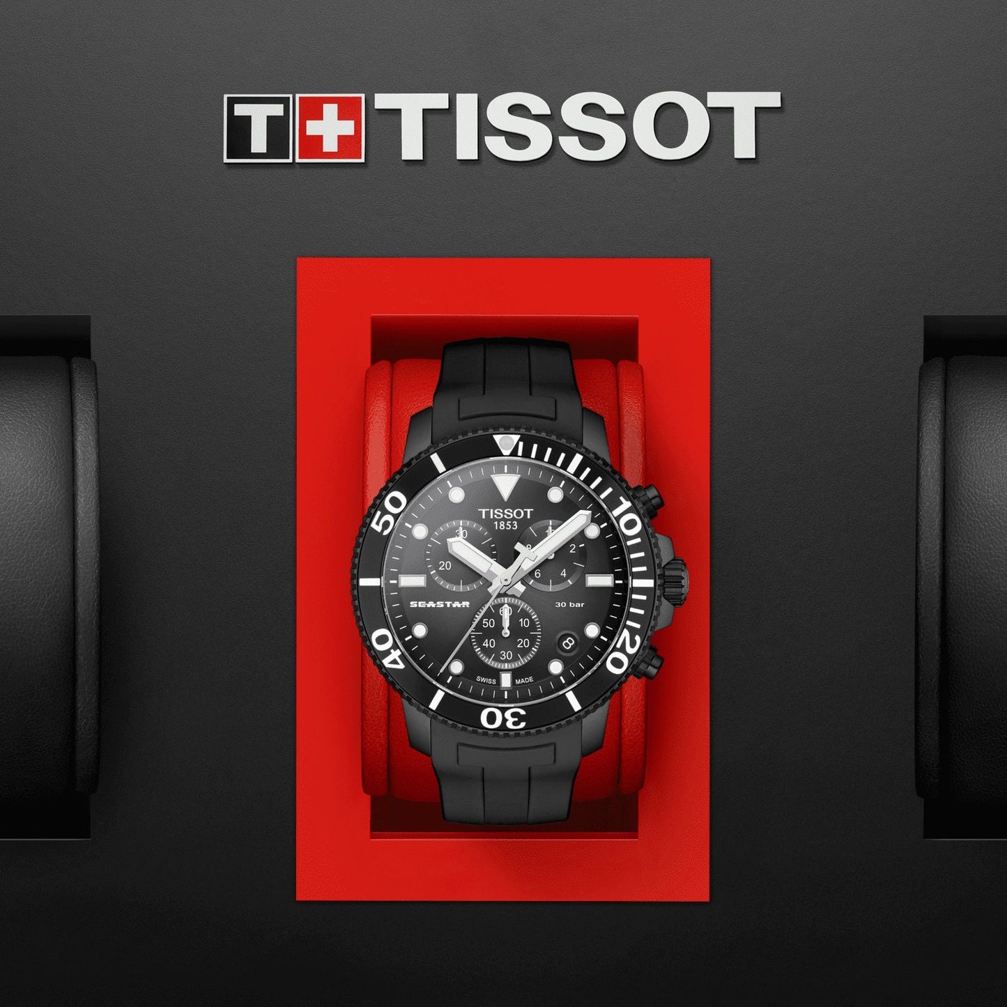 Tissot Seastar 1000 Chronograph (Rubber, Black) Indexes