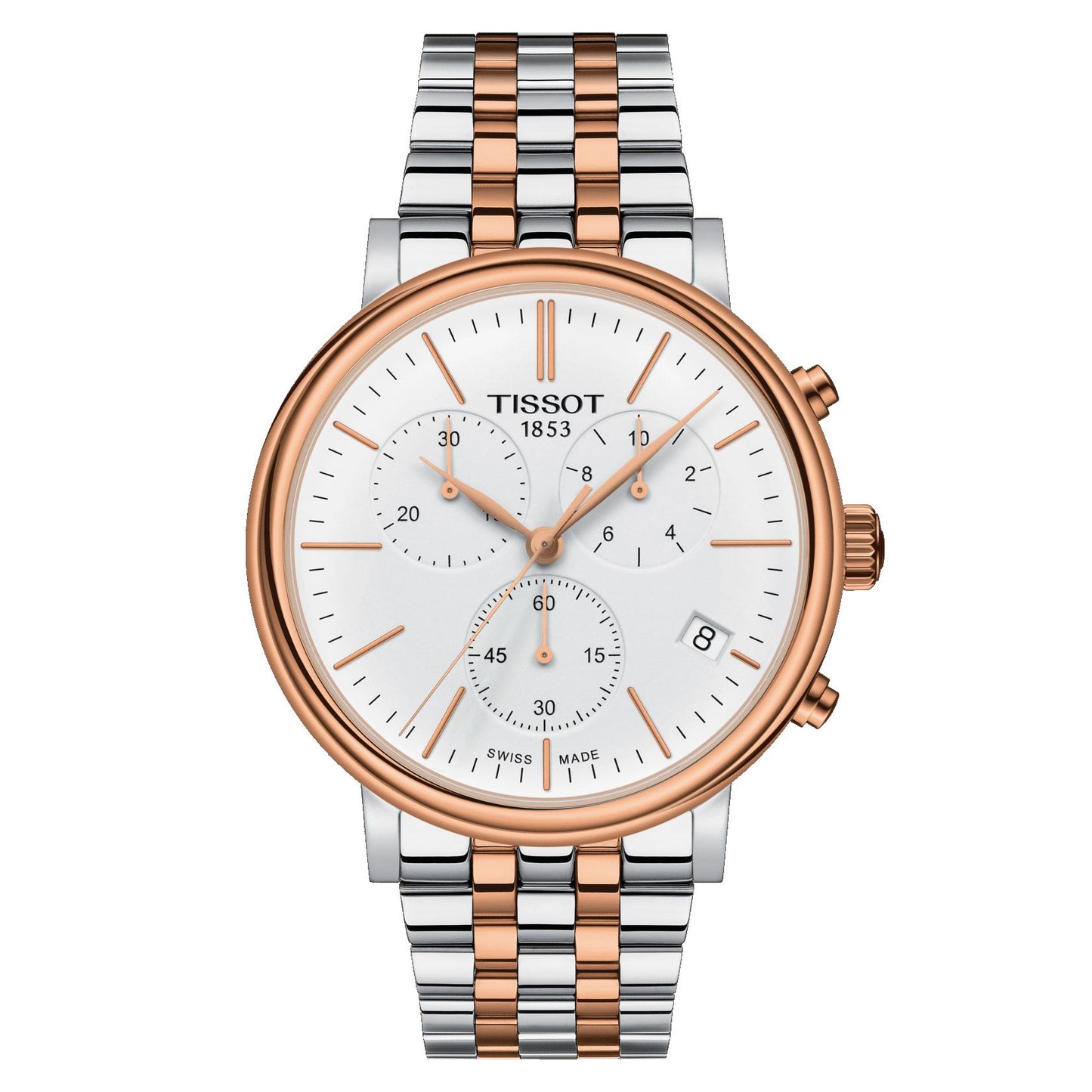 Tissot Carson Premium Chronograph (Stainless Steel, Grey/Rose Gold 5N) Indexes