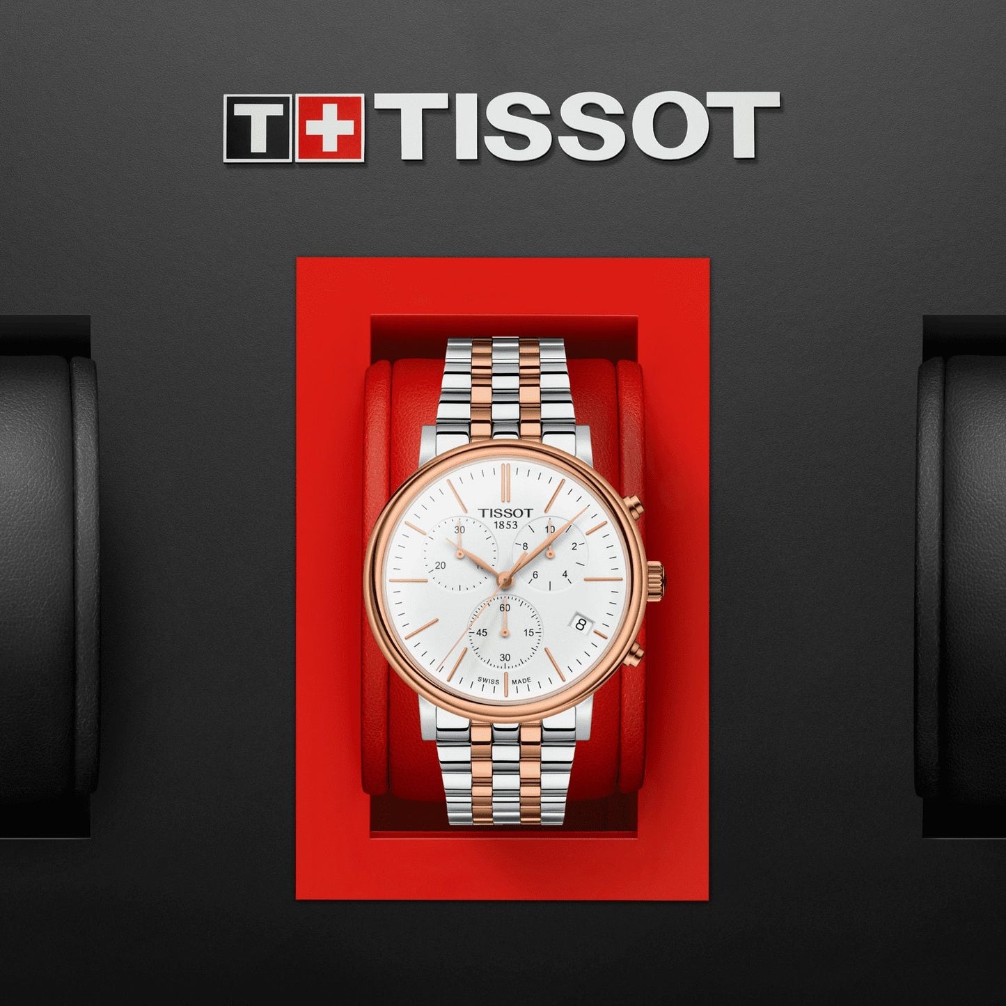 Tissot Carson Premium Chronograph (Stainless Steel, Grey/Rose Gold 5N) Indexes