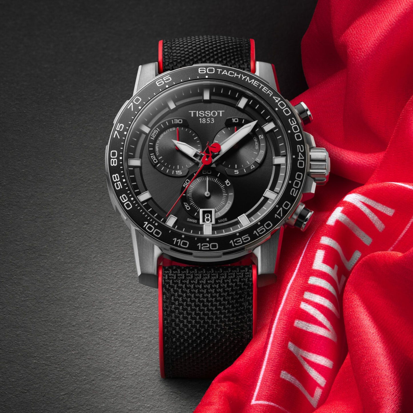 Tissot Supersport Chrono Vuelta Special Edition (Textile, Red/Black) Indexes