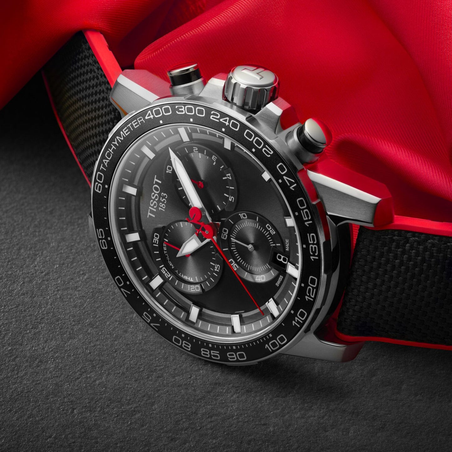 Tissot Supersport Chrono Vuelta Special Edition (Textile, Red/Black) Indexes
