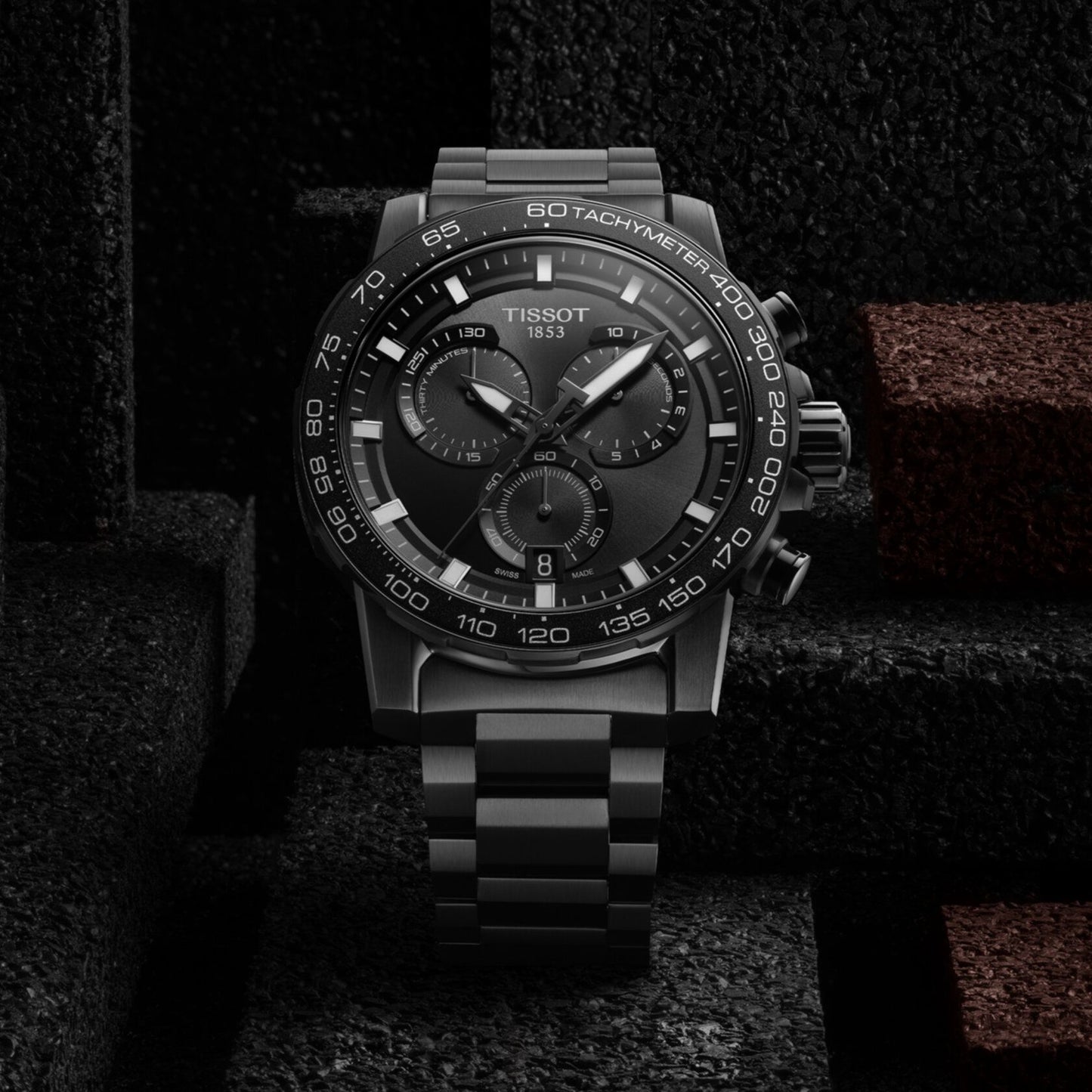 Tissot Supersport Chrono (Stainless Steel, Black) Indexes