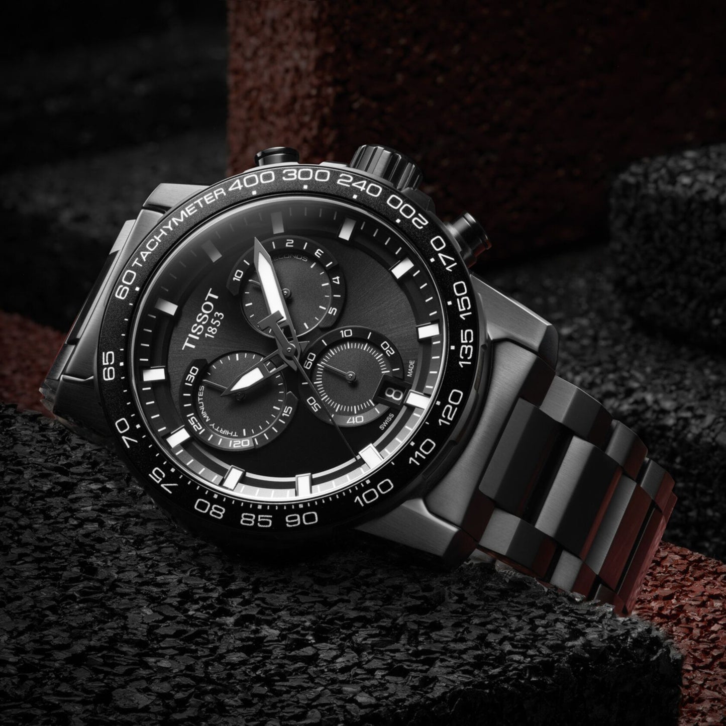 Tissot Supersport Chrono (Stainless Steel, Black) Indexes