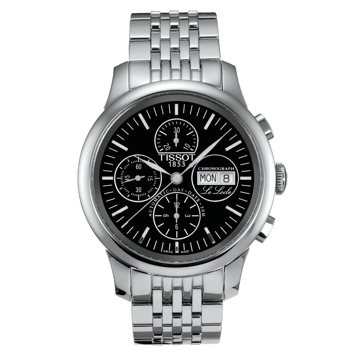 Tissot Le Locle Automatic Chronograph Valjoux (Stainless Steel, Grey) Indexes