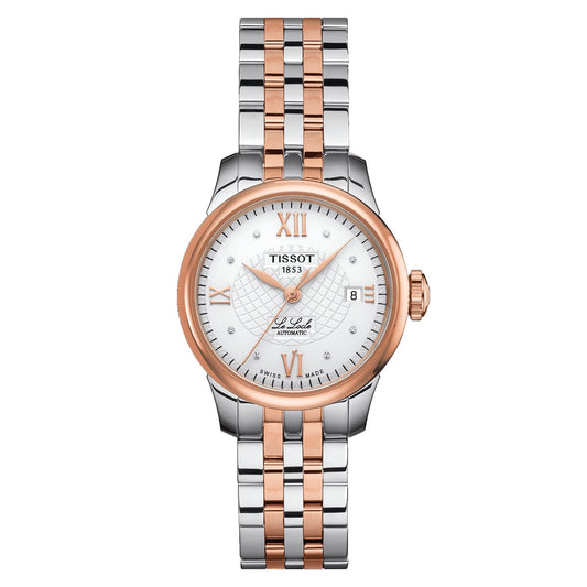 Tissot Le Locle  Automatic  Lady (Stainless Steel, Grey/Rose Gold 5N) Roman And Diamonds