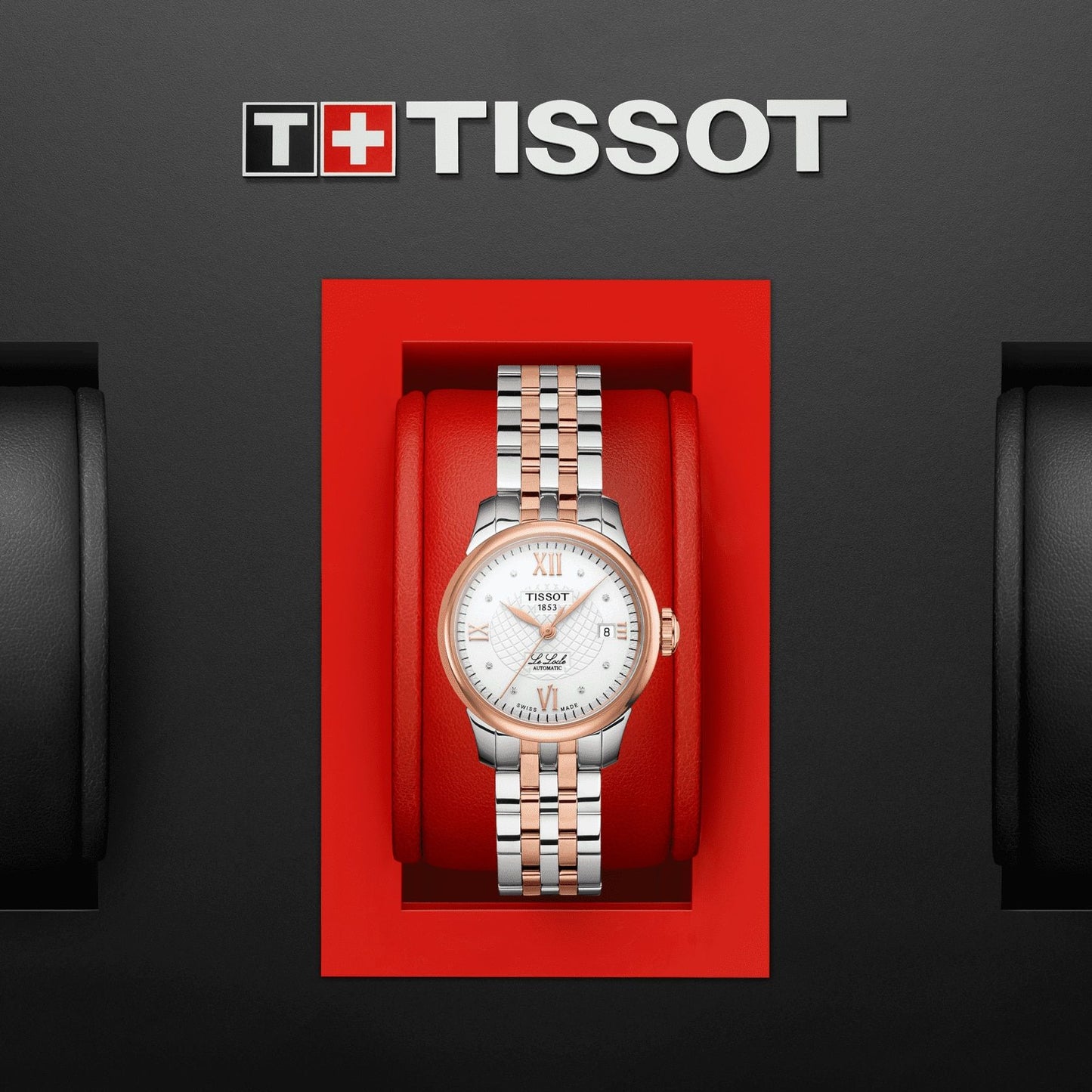 Tissot Le Locle  Automatic  Lady (Stainless Steel, Grey/Rose Gold 5N) Roman And Diamonds