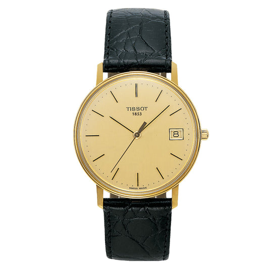 Tissot Goldrun Hesalite 18K Gold (Leather, Black) Indexes